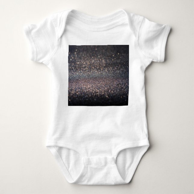 Silver Glitter: Black Bokeh Christmas Baby Bodysuit (Front)