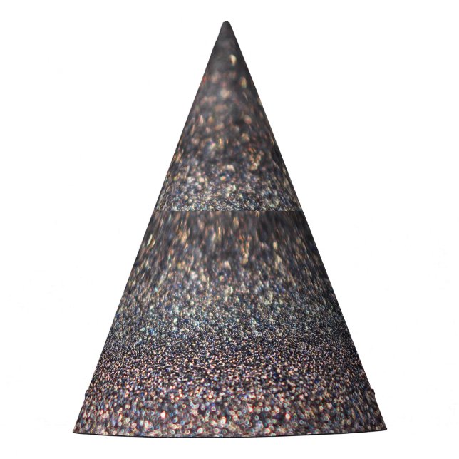 Silver Glitter: Black Bokeh Christmas Party Hat (Front)