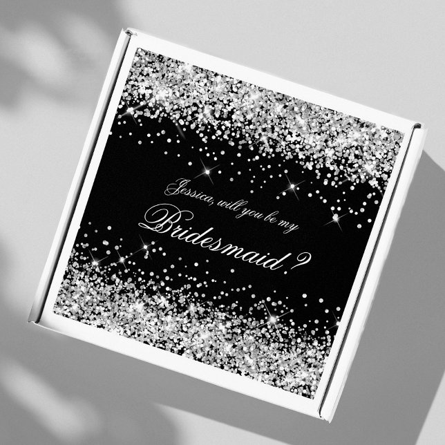 Silver Glitter Black Bridesmaid Proposal Gift Box (Creator Uploaded)
