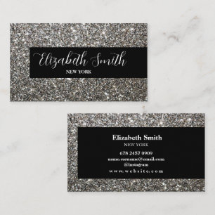  Silver Glitter Black Business Card