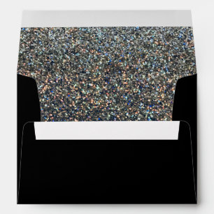 Silver Glitter & Black Invitation Envelope