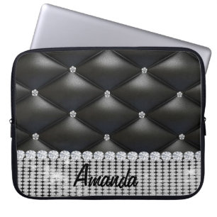  silver glitter black monogram laptop case