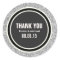 Silver Glitter & Black Thank You Round Stickers