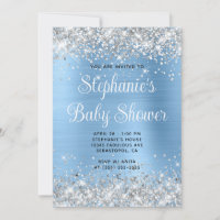 Silver Glitter Blue Online Registry Baby Shower