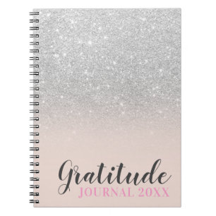 SIlver glitter blush pink gratitude journal