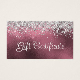 Silver Glitter Blush Rose Foil Gift Certificate