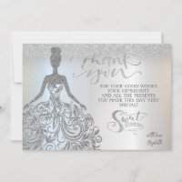 Silver Glitter Bokeh Ombre, Dress Sweet Seventeen