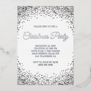 Silver Glitter Border White Christmas Party