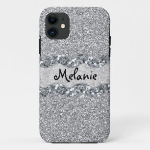 Silver Glitter Bric Brac Monogram Case-Mate iPhone Case