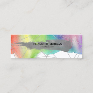 Silver Glitter Brush Stroke,Watercolor Splash Mini Business Card