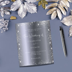 Silver glitter budget invitation wedding  rsvp flyer