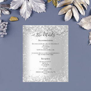 Silver glitter budget wedding program details QR
