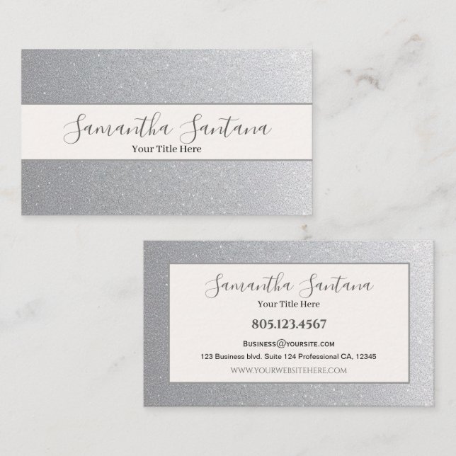 Silver Glitter Business Card (Front/Back)