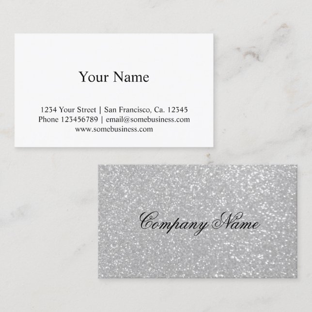 Silver glitter business card template (Front/Back)