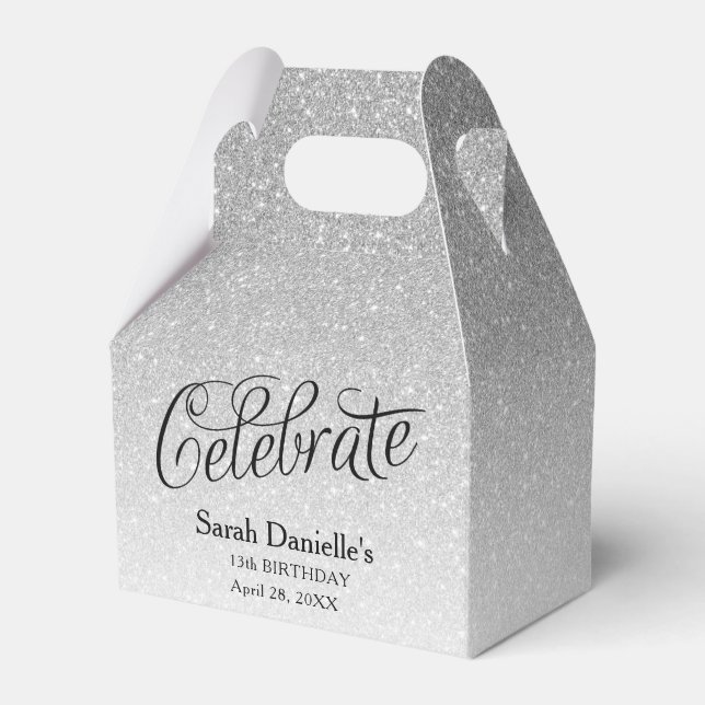 Silver Glitter Celebrate Favour Box (Front Side)