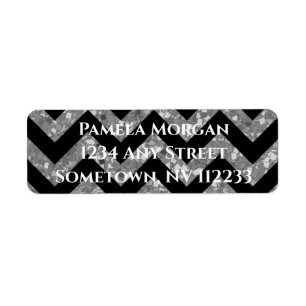 Silver Glitter Chevron Return Address Label