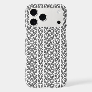 Silver Glitter Chevrons Knit Style Print