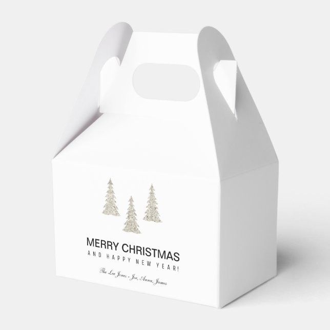Silver Glitter Christmas Favour Box (Front Side)