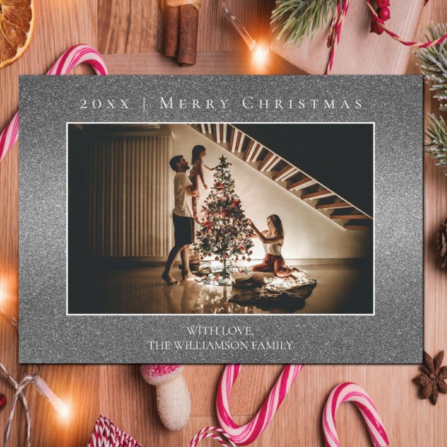 Silver Glitter Christmas Photo Card (Silver Glitter Christmas Photo Card)