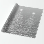 Silver Glitter Christmas Trees Holiday  Wrapping Paper<br><div class="desc">Merry Christmas / Winter Silver Glitter Christmas Trees</div>