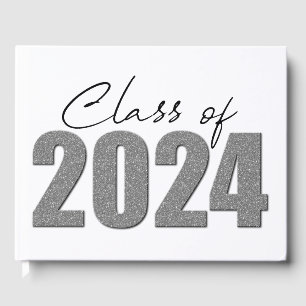 Silver Glitter Class of 2024 Guest Book