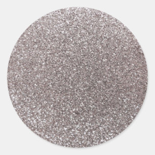 Silver glitter classic round sticker