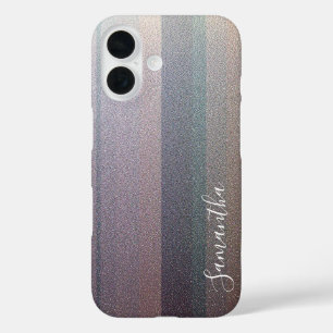Silver Glitter & Colourful Light Stripes iPhone 16 Case