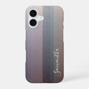 Silver Glitter & Colourful Light Stripes iPhone 16 Case