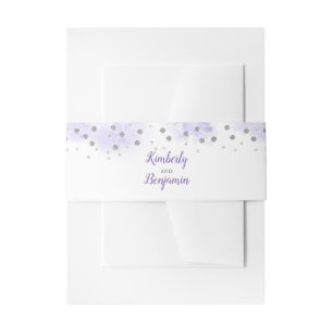 Silver Glitter Confetti and Purple Washes Wedding Invitation Belly Band