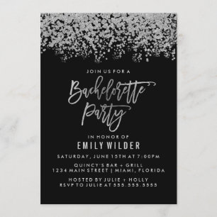 Silver Glitter Confetti Bachelorette Party Invitation