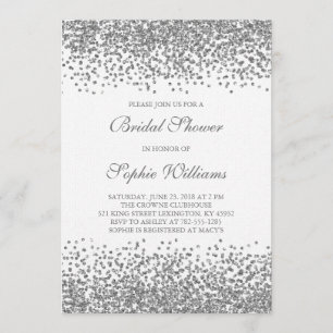 Silver Glitter Confetti Bridal Shower Invitation