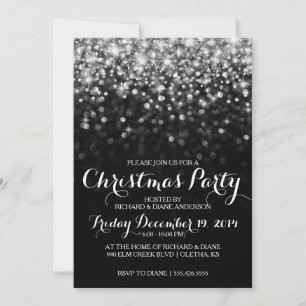 Silver Glitter Confetti Christmas Party Invitation
