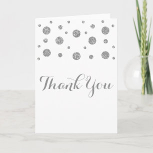 Silver Glitter Confetti Thank You Card