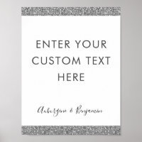 Silver Glitter Custom Text Wording Quote Signs