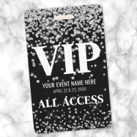 Silver Glitter Custom VIP Pass Event