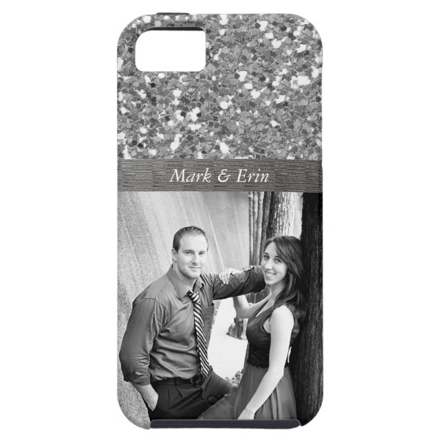 Silver Glitter Design Personalised Photo Case-Mate iPhone Case (Back)