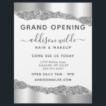 Silver Glitter Diamond Glam Business Grand Opening Flyer<br><div class="desc">Silver Glitter Diamond Glam Business Grand Opening Flyer. Elegant silver glitter hand lettered style calligraphy script professional design. Perfect for makeup artists,  hair stylists,  cosmetologists,  and more!</div>