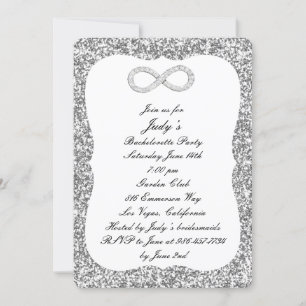 Silver Glitter Diamond Infinity Bachelorette Party Invitation