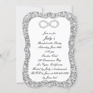 Silver Glitter Diamond Infinity Bachelorette Party Invitation