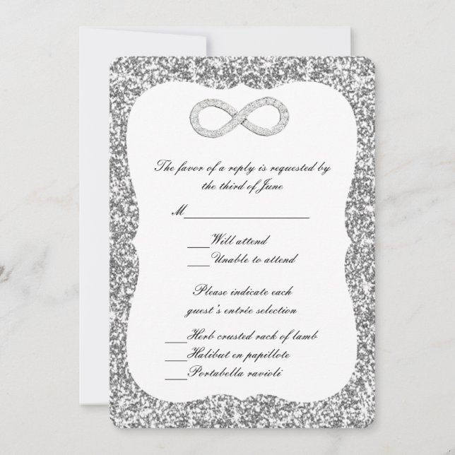 Silver Glitter Diamond Infinity Response Card (Front)
