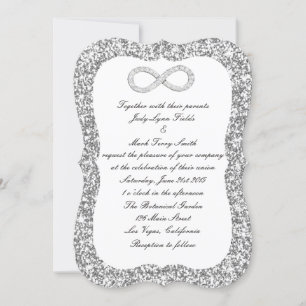 Silver Glitter Diamond Infinity Wedding Invitation