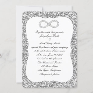 Silver Glitter Diamond Infinity Wedding Invitation