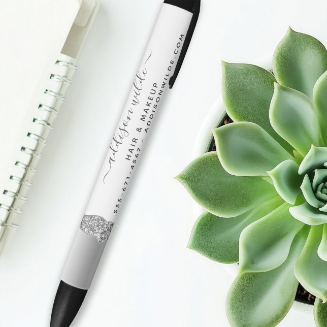 Silver Glitter Diamonds Glam Business Black Ink Pen (Creator Uploaded)