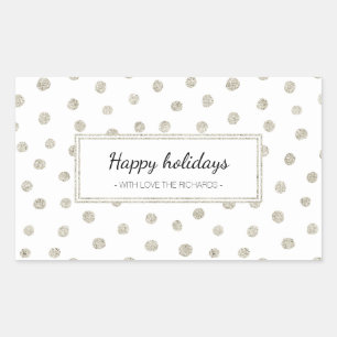 Silver glitter dots rectangular sticker