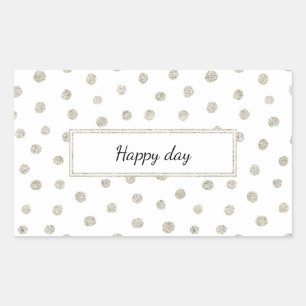 Silver glitter dots rectangular sticker