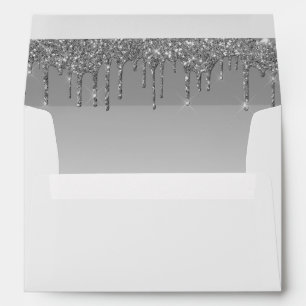 Silver Glitter Drips Baby Shower Envelope 