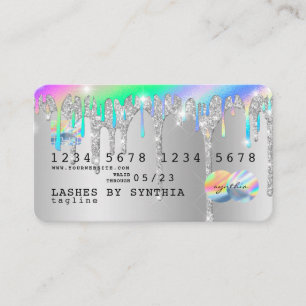 Silver glitter drips Credit Card gold hologram