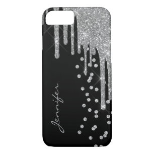 Silver Glitter Drips iPhone 8 Case
