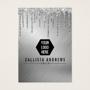 Silver Glitter Drips Logo Necklace Display