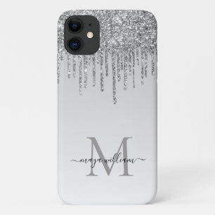  Silver Glitter Drips Personalised Monogram  Name  Case-Mate iPhone Case